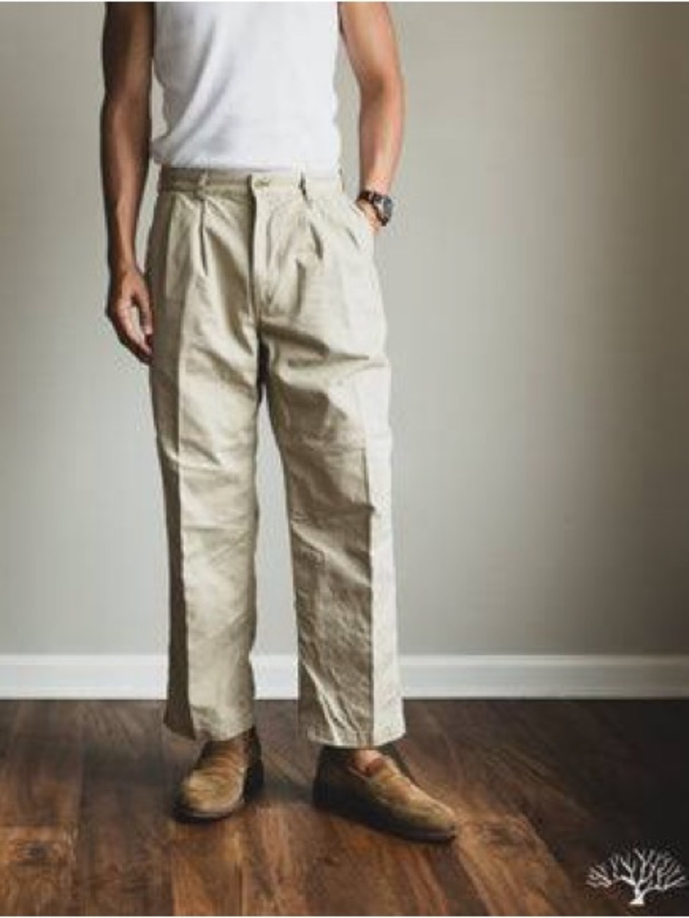Unisex OrSlow Beige High-Rise Pleated Wide-Leg Trousers